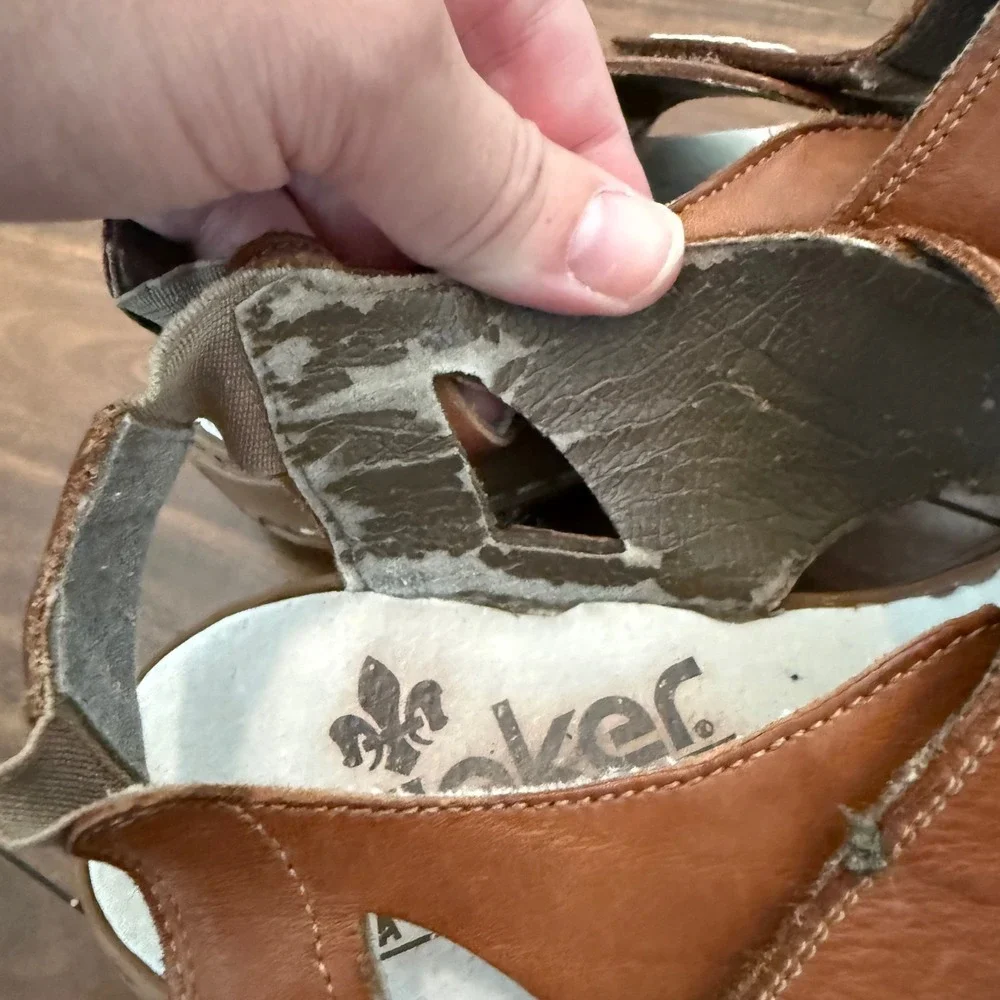Rieker‎ Antistress Womens Brown Leather Closed Toe Huarache Sandals Size 38 EU